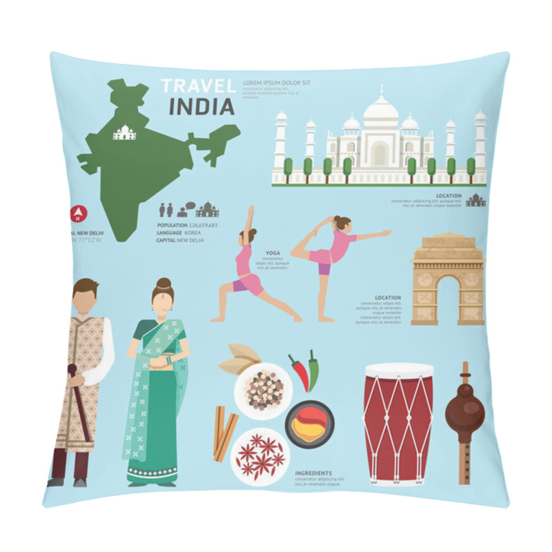 Personality  India Landmark Flat Icons Pillow Covers