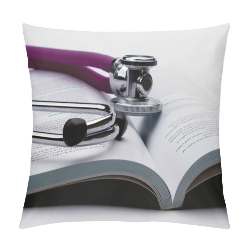 Personality  A Stethoscope Is Lying On An Open Book Pillow Covers