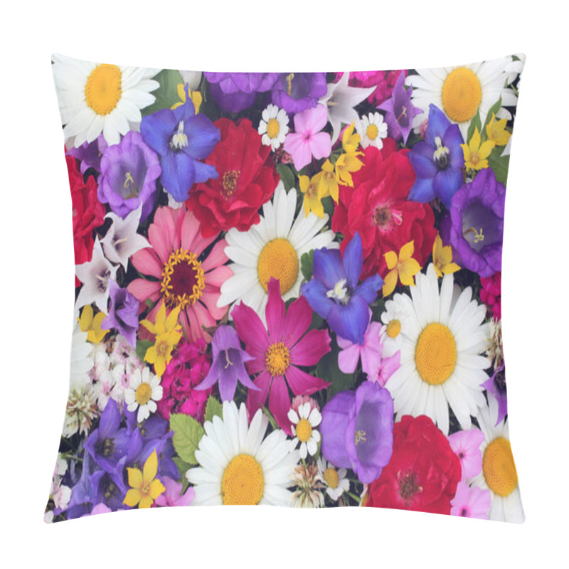 Personality  Garden Roses, Daisies, Carnations And Other Flowers, Top View.  Pillow Covers