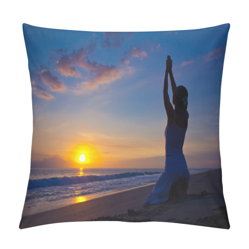 Personality  Young Woman Doing Yoga Exercise Pillow Covers