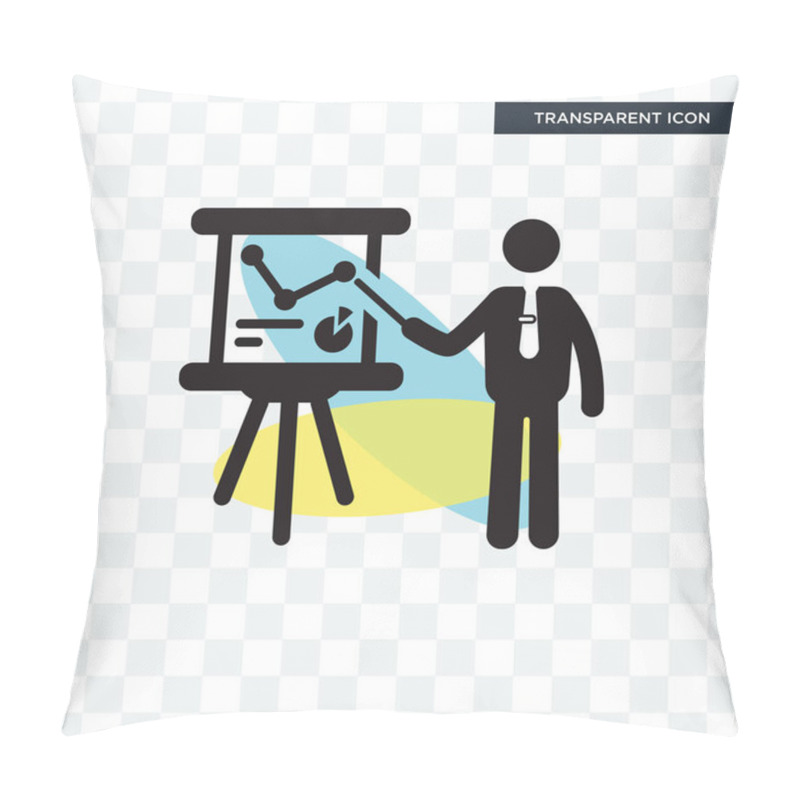 Personality  Businessman Showing A Project Sketch Vector Icon Isolated On Tra Pillow Covers