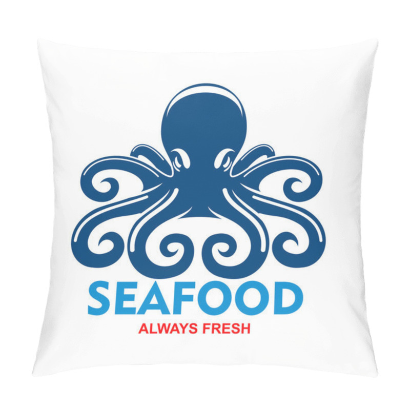 Personality  Blue Pacific Octopus Icon For Seafood Menu Design Pillow Covers