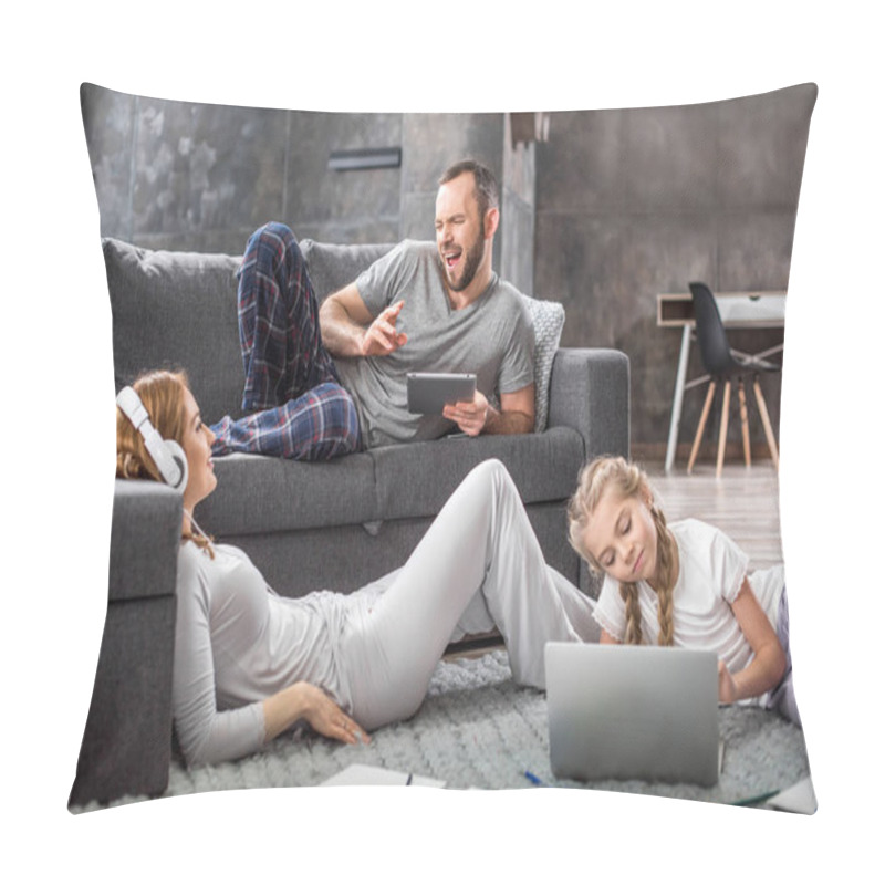 Personality  Family Using Digital Devices   Pillow Covers