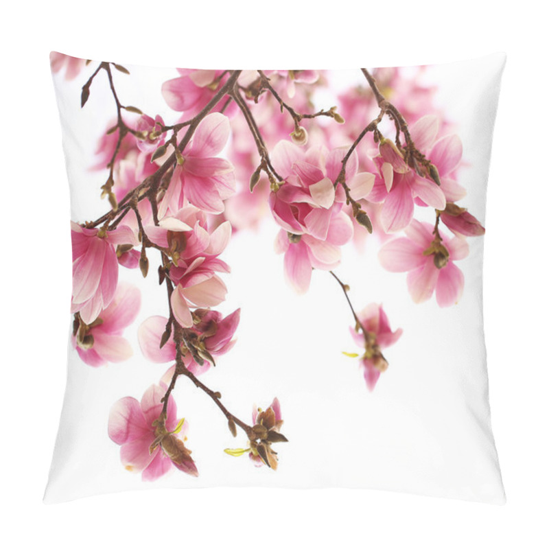 Personality  Magnolia Tree Blossom Over White Pillow Covers