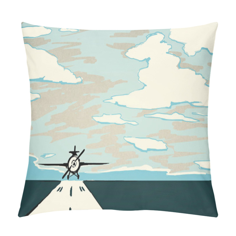 Personality  Airplane On Runway Sketch  Pillow Covers