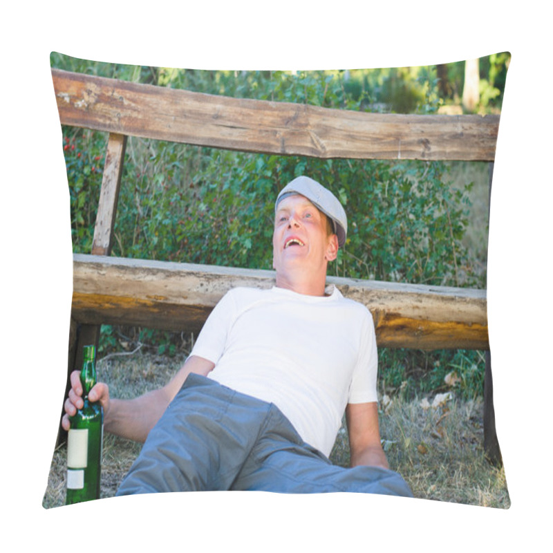 Personality  Alcoholic Man Drinking From A Bottle Of Wine Pillow Covers