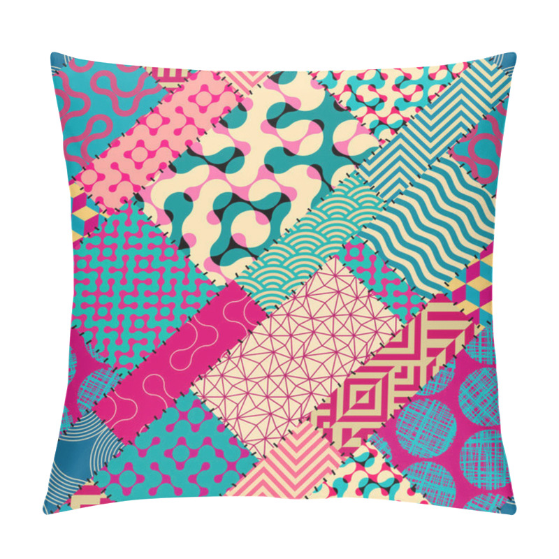 Personality  Seamless Background Pattern. Textile Patchwork Pattern In Retro Geometric Style. Vector Image Pillow Covers