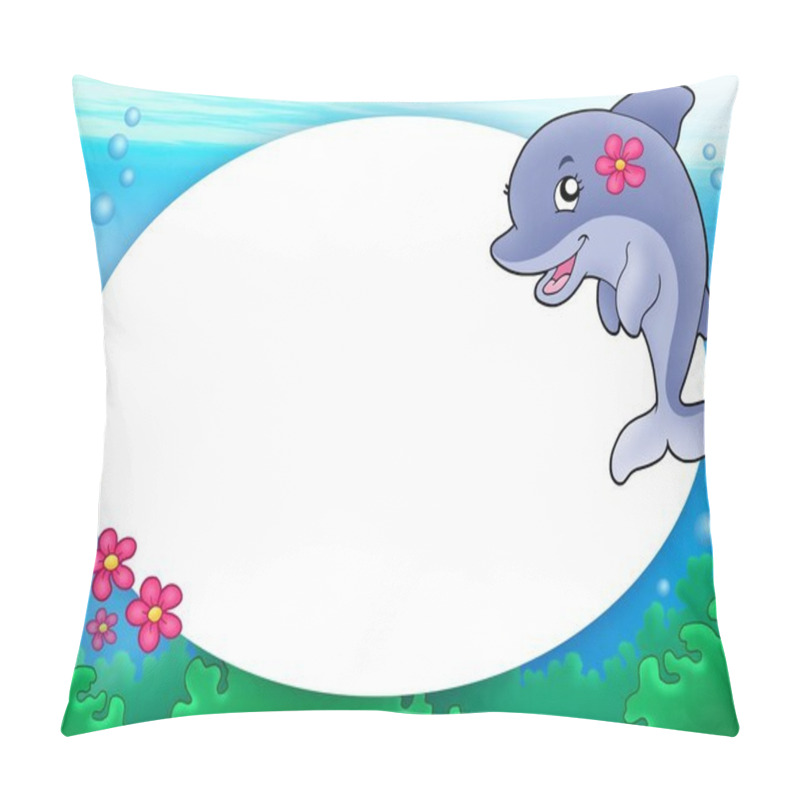 Personality  Round Frame With Dolphin Girl Pillow Covers