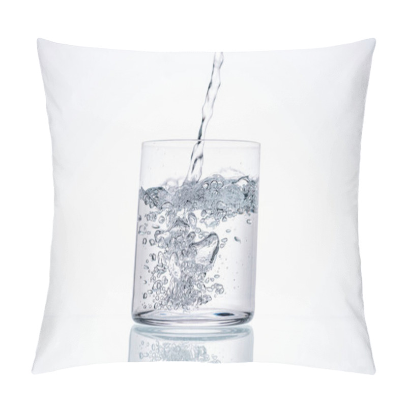 Personality  Water Pouring In Drinking Glass On White Background With Backlit Pillow Covers