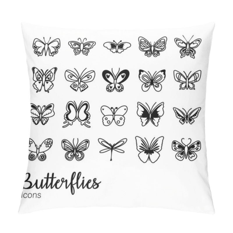 Personality  Bundle Of Butterflies Set Icons Pillow Covers