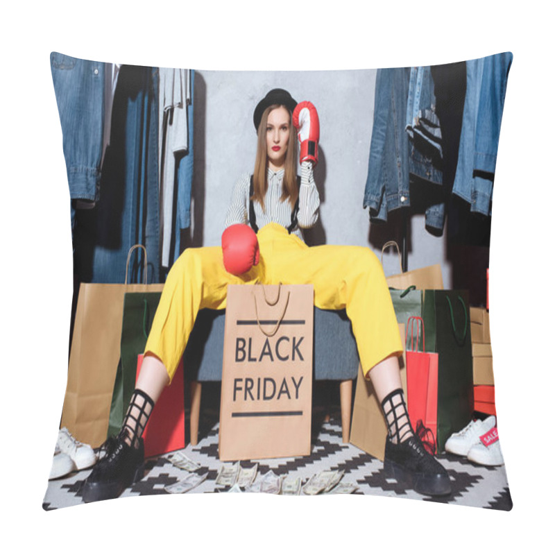 Personality  Girl In Boxing Gloves On Black Friday Pillow Covers