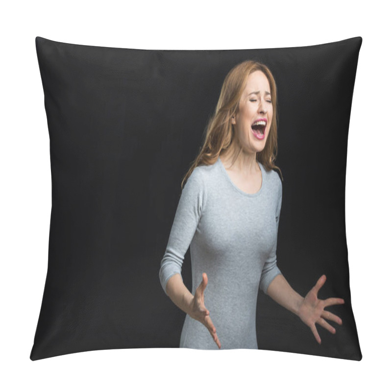 Personality  Young Woman Screaming Pillow Covers