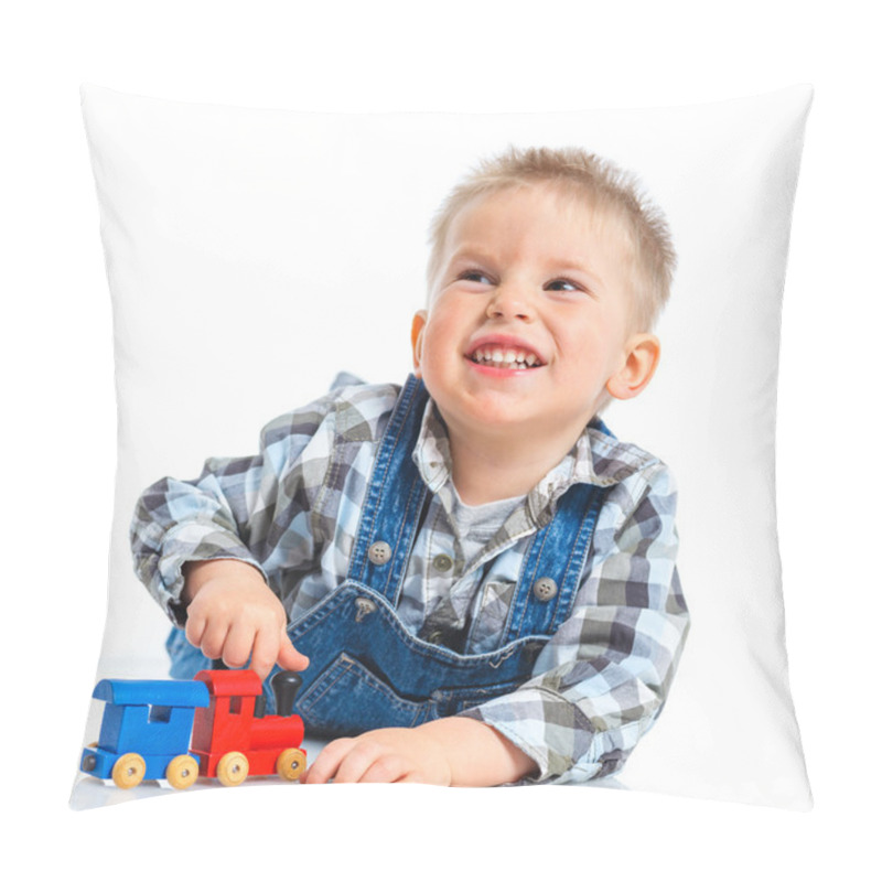 Personality  Cute Little Boy Playing Trains Pillow Covers