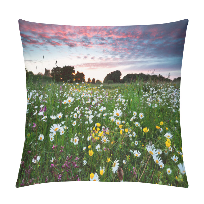 Personality  Summer Wildflowers At Dramatic Sunset Pillow Covers