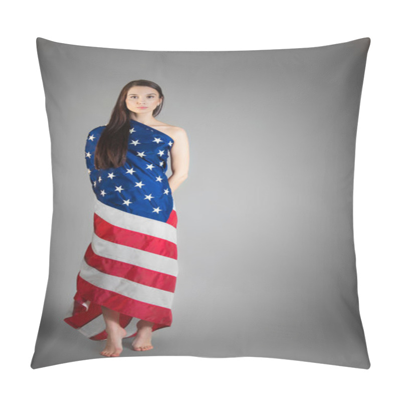 Personality  Woman In The American Flag Pillow Covers