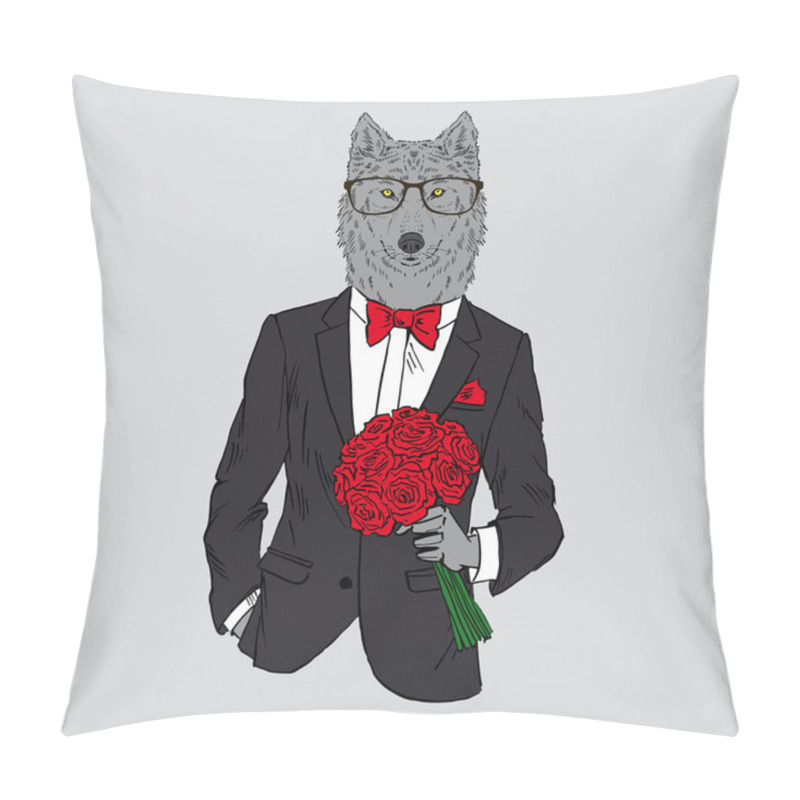 Personality  Wolf Dressed Up In Tuxedo  Pillow Covers