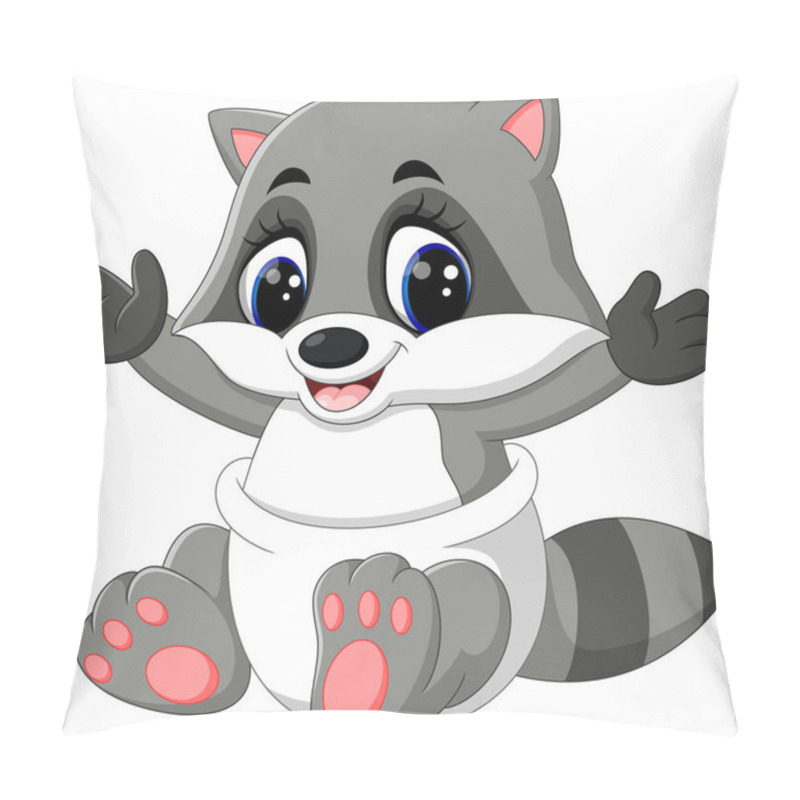 Personality  Illustration Of Baby Raccoon Cartoon Pillow Covers