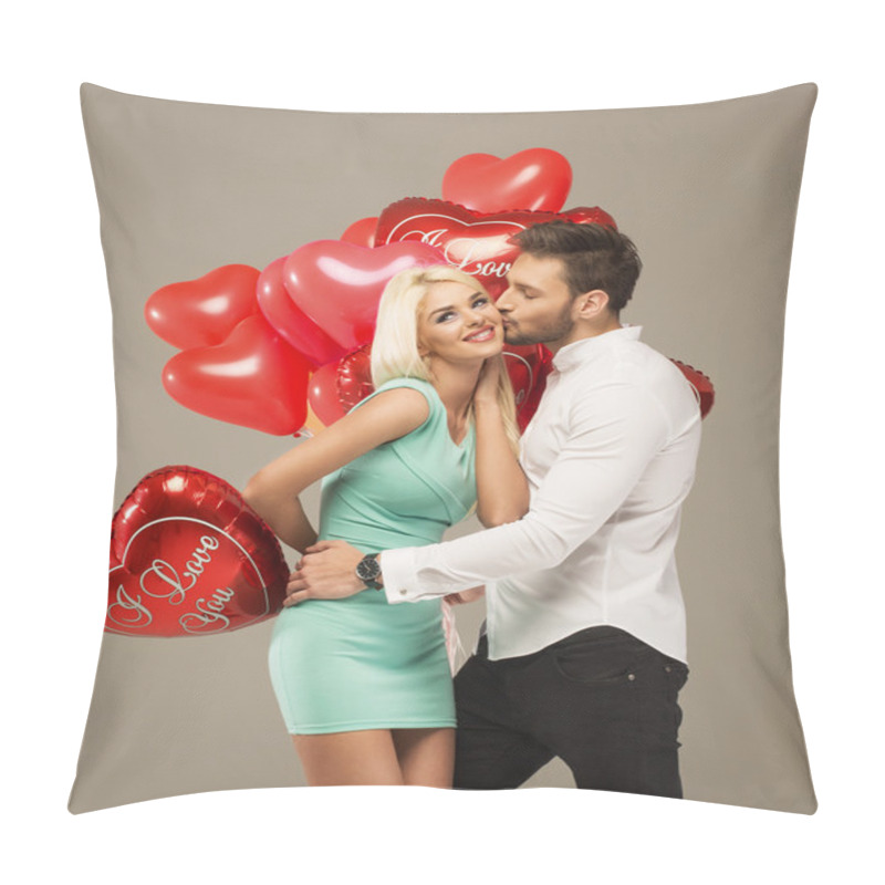 Personality  Kissing Couple With Red Balloons Pillow Covers