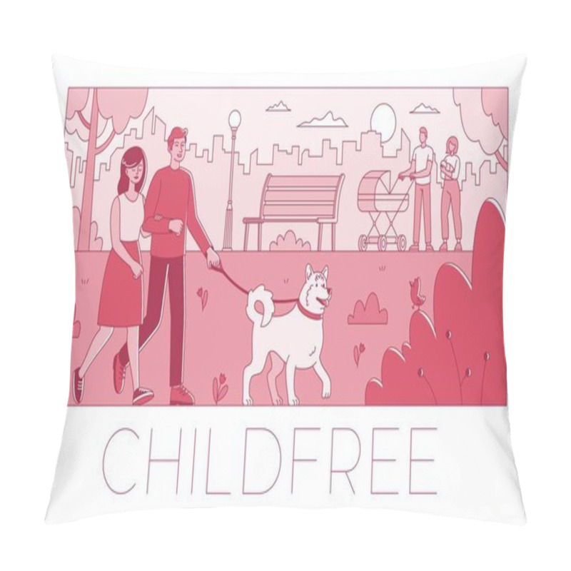 Personality  Voluntary Childlessness Flat Vector Illustration Not To Have Children Pillow Covers