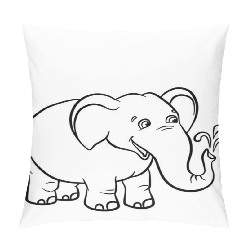 Personality  Cute Elephant Stands Ans Smiles. Pillow Covers