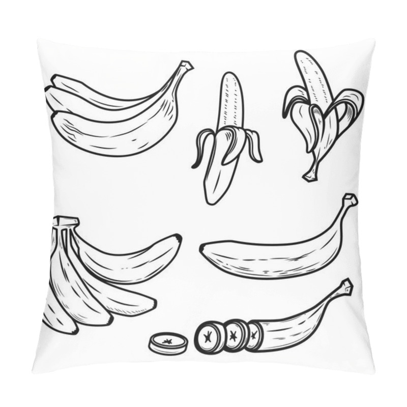 Personality   Set Of The Fresh Banana Icons. Design Elements For Logo, Label, Emblem, Poster. Vector Illustration Pillow Covers