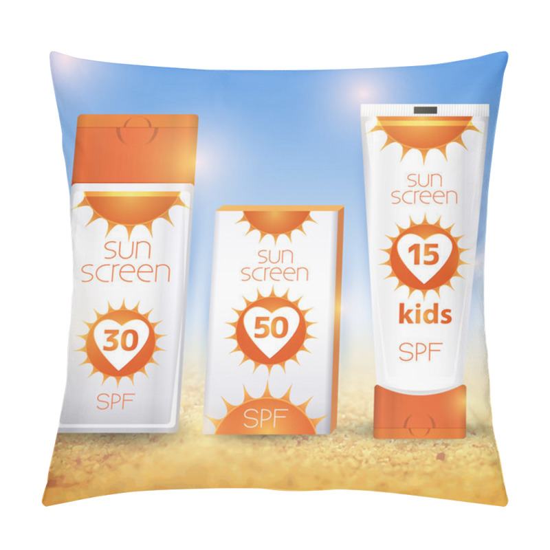 Personality  Sun Cream Containers. Vector Illustration Pillow Covers