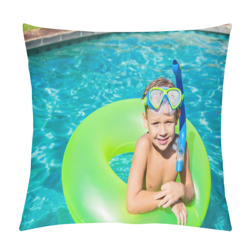 Personality  Young Kid Having Fun In The Swimming Pool Pillow Covers