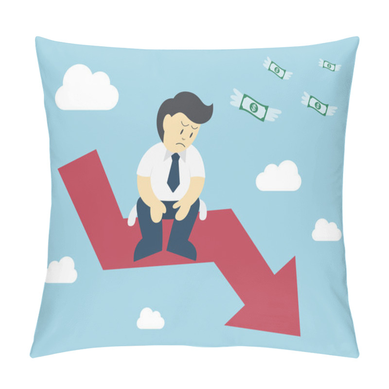 Personality  Businessman Sit On Arrow Stock Market Crash Pillow Covers