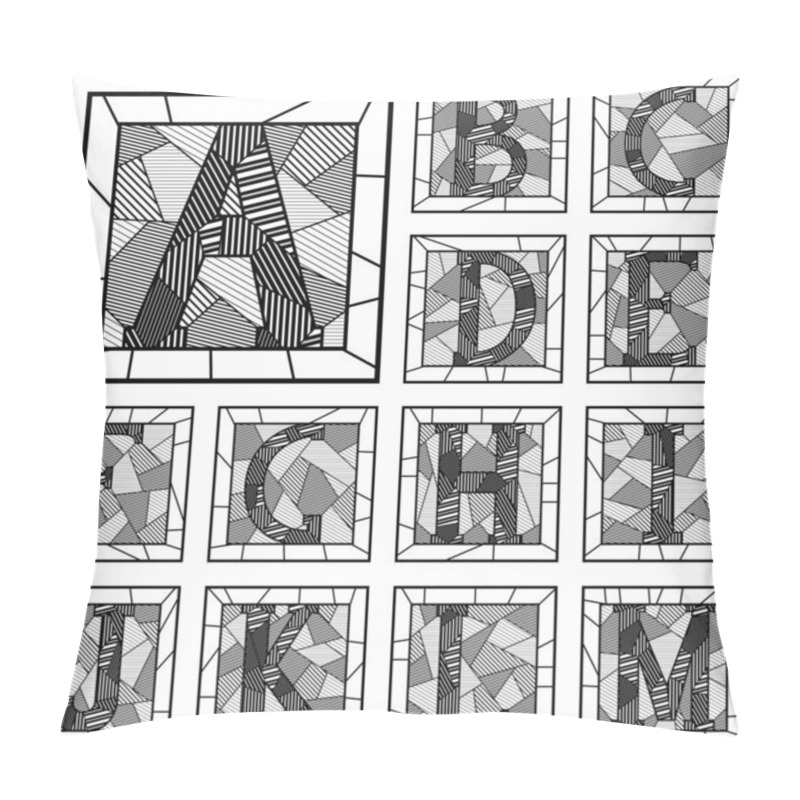 Personality  Mosaic Capital Letters Alphabet Patterned Lines. Pillow Covers