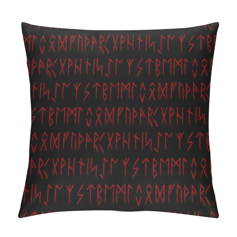 Personality  Ethnic Norwegian Icelandic Seamless Pattern. Runic Talismans Of The Vikings And Northern Peoples. Magic And Magical Runes. Pagan Signs. Futhark Repeatable Background. Vector Illustration.  Pillow Covers