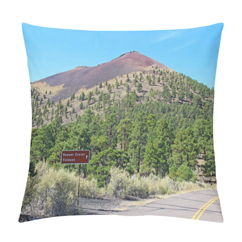 Personality  Sign And Slope Of The Cinder Cone At Sunset Crater Volcano National Monument North Of Flagstaff, Arizona Pillow Covers