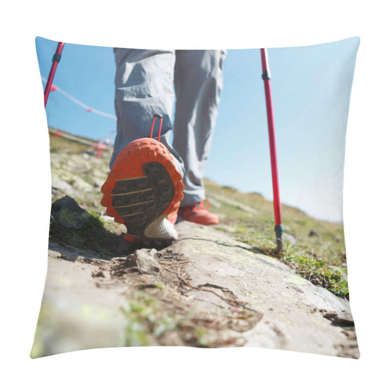 Personality  Picture Of Tourist Man With Sticks For Sport Pillow Covers