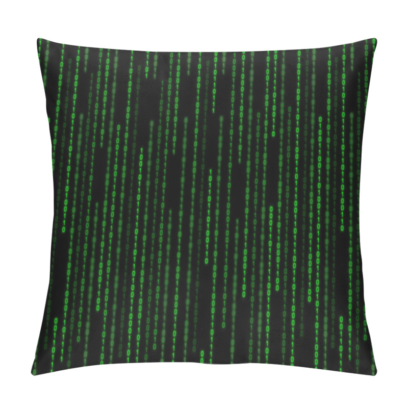 Personality  Green Binary On Black Background Pillow Covers