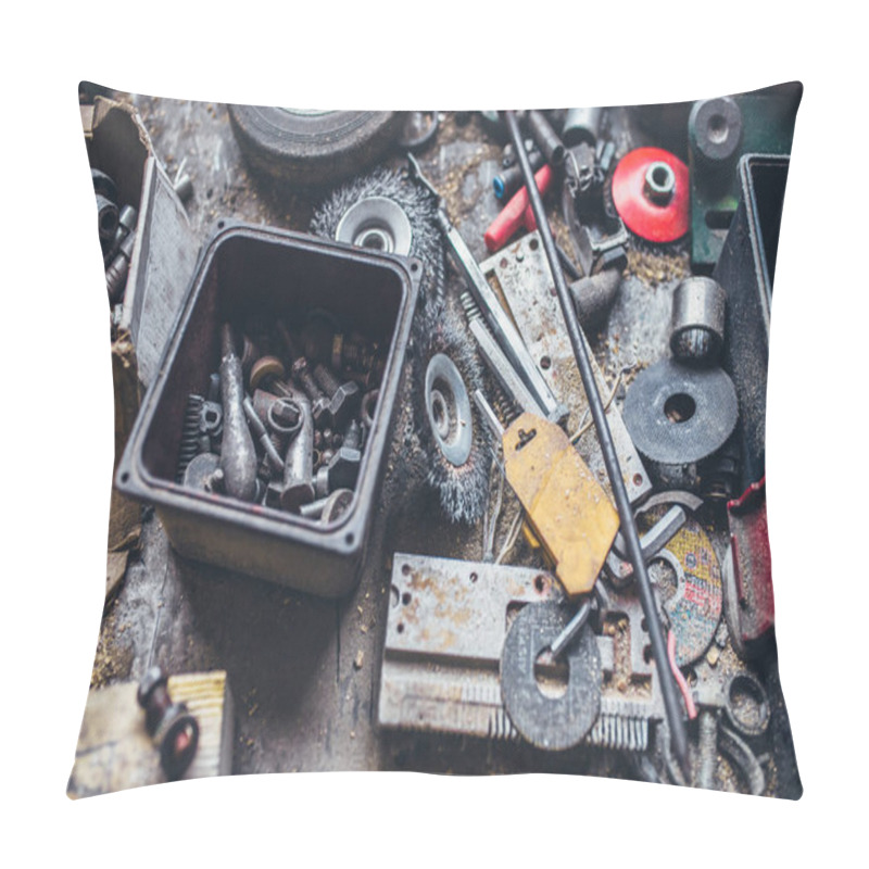 Personality  Tools And Parts On The Bench - Work Mess Pillow Covers