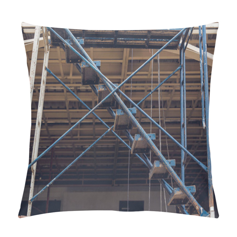 Personality  A Construction Site Displaying A Reinforced Concrete Foundation With Steel Rebar. Pillow Covers