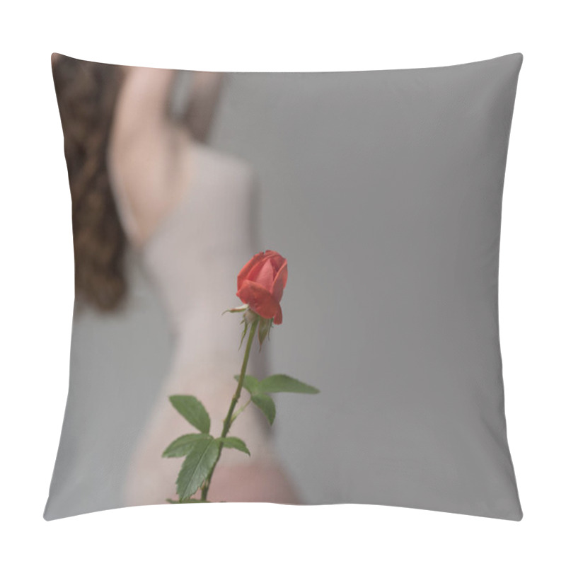 Personality  Rose For Valentine's Day. Beautiful Girl In Lingerie Silhouette. Flower And Woman. Women Health Pillow Covers