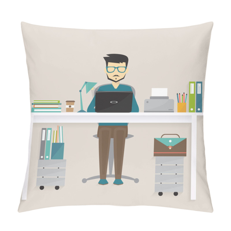 Personality  Man Working On Computer Pillow Covers