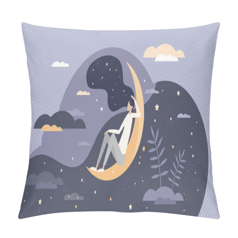 Personality  Good Sleep At Night Moon With Deep And Healthy Dreams Tiny Person Concept Pillow Covers