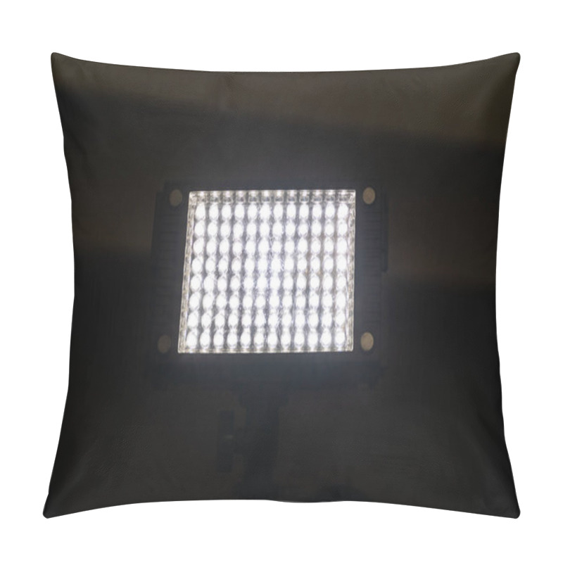 Personality  Bright Powerful Light Of A Rectangular Lantern With LEDs. A Bright Rectangle On A Black Background Pillow Covers