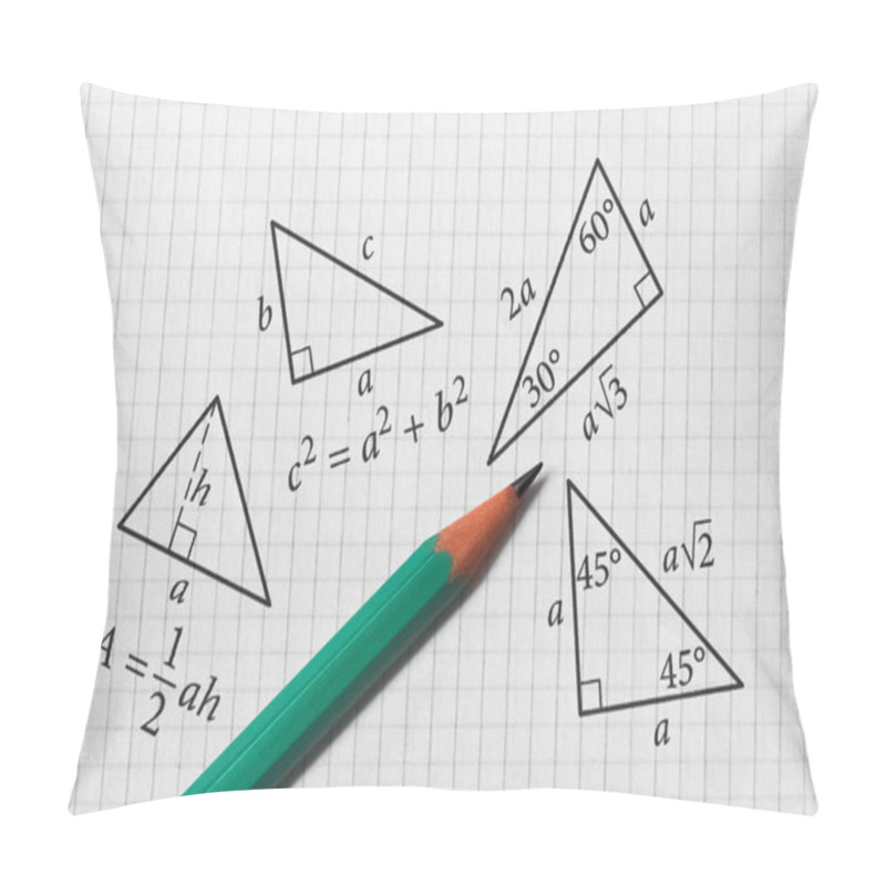 Personality  Several Triangles And Their Math Properties Written On Bright Background Pillow Covers