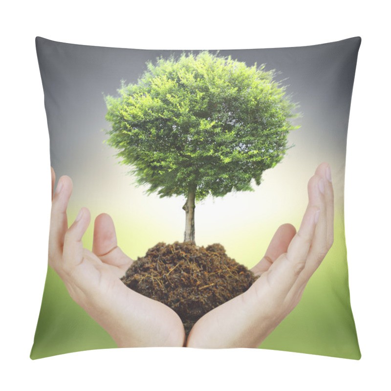 Personality  Human Hands Holding  Tree Pillow Covers