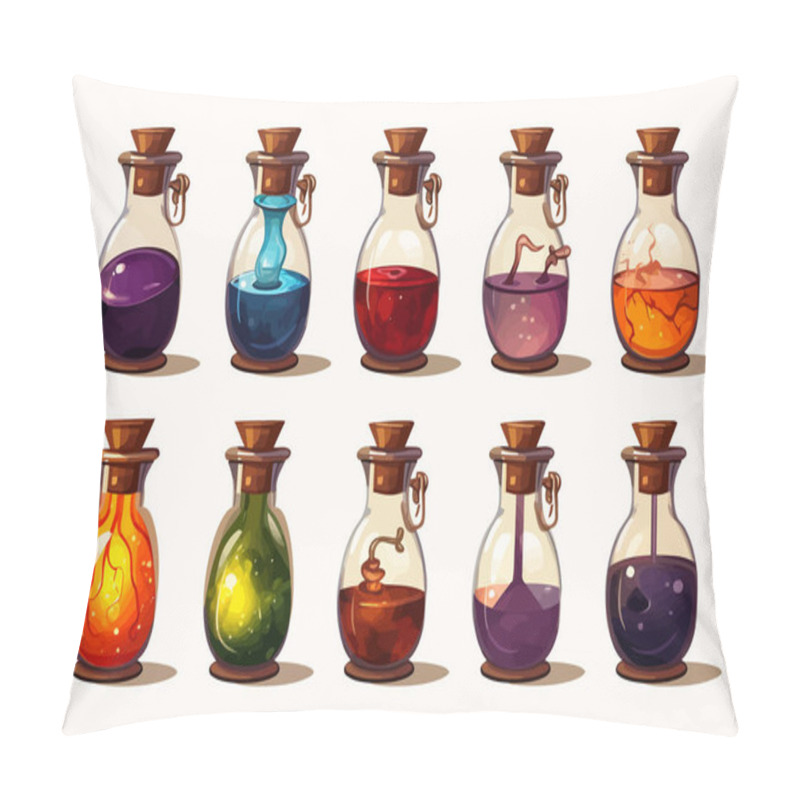 Personality  Potion In Glass Bottle Isolated Vector Style Illustration Pillow Covers