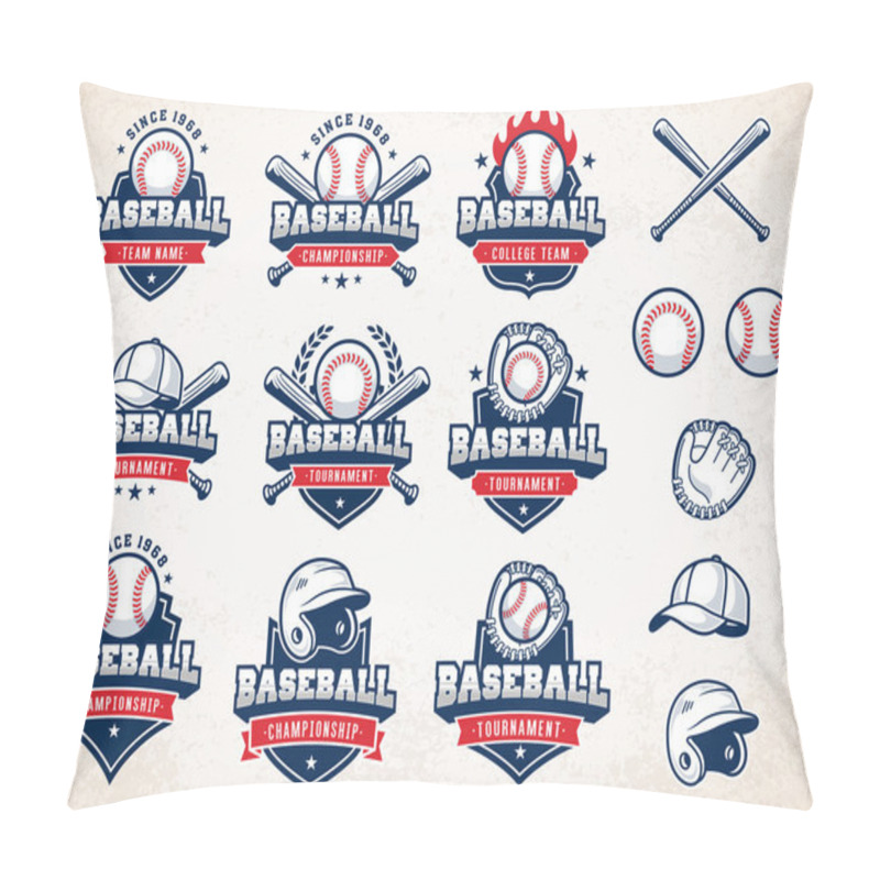 Personality  White, Red And Blue Vector Baseball Logos Pillow Covers