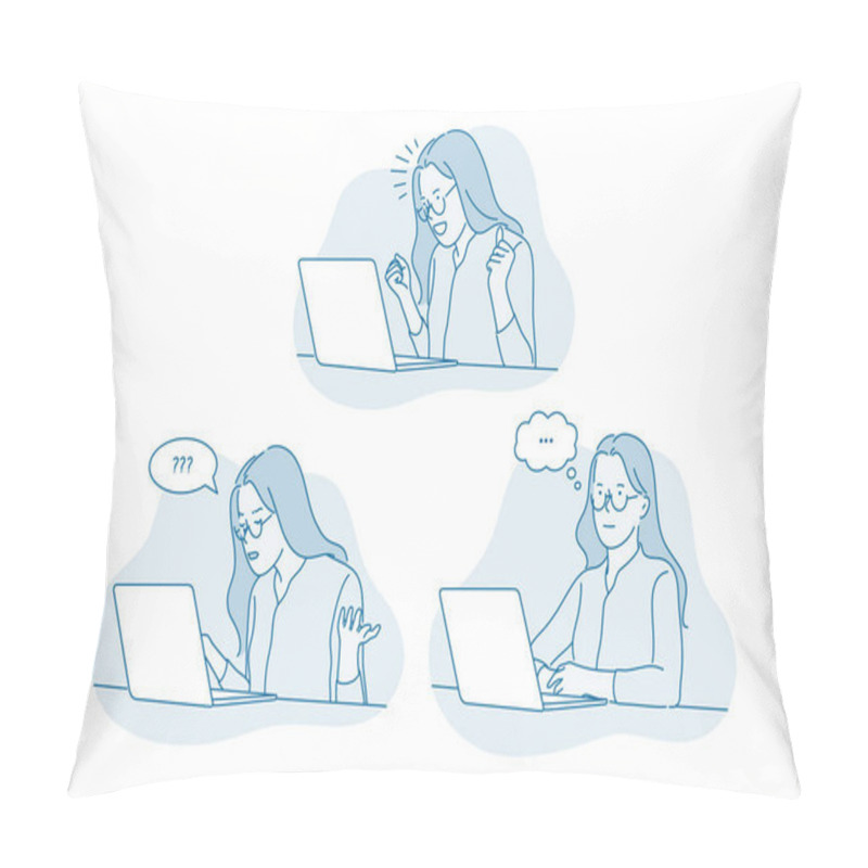 Personality  Online Communication, Laptop, Business Ideas Concept Pillow Covers