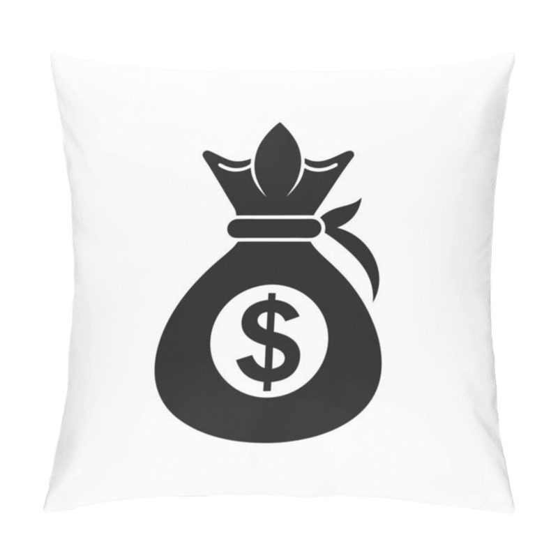 Personality  Money Bag With Dollar Sign. Sack Dollar Black Silhouette Pillow Covers