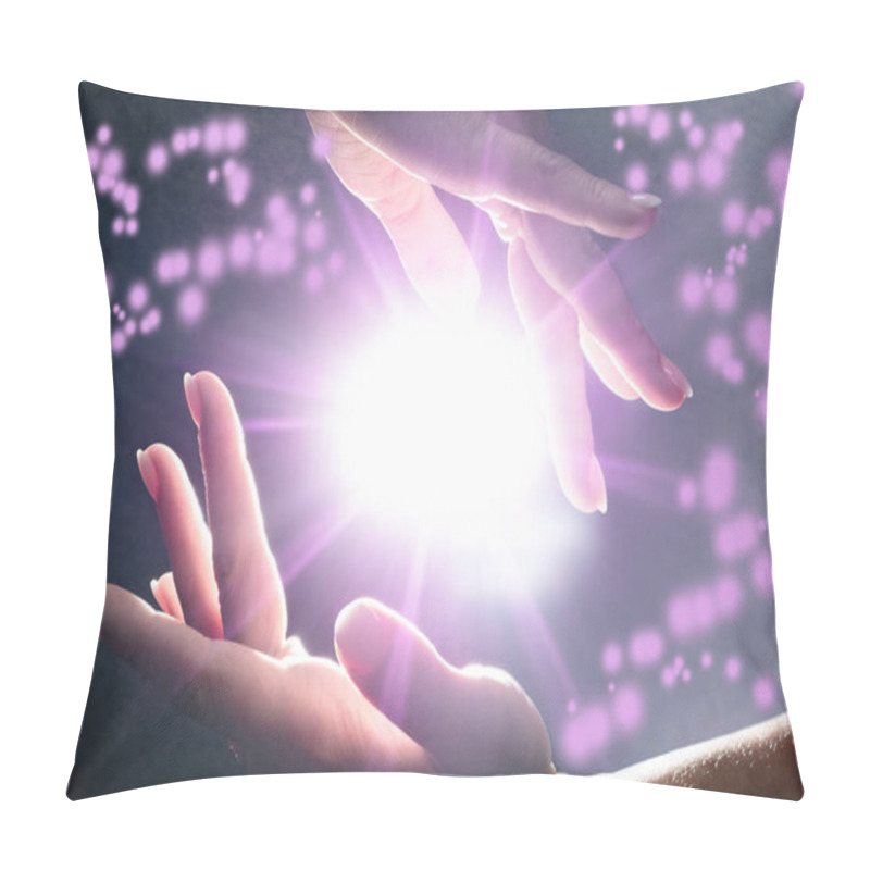 Personality  Close-up Of Mysterious Glowing Power In The Hands Pillow Covers