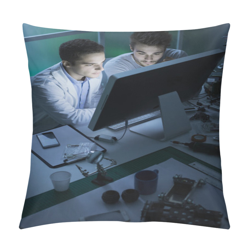 Personality  Engineering Students In The Lab Pillow Covers