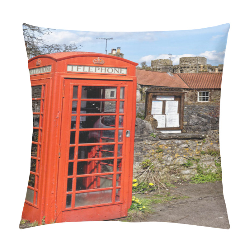 Personality  Old English Phone Boot In The Village Of Nunney In A Sunny Day, Somerset, England, United Kingdom - 8th Of April 2023 Pillow Covers