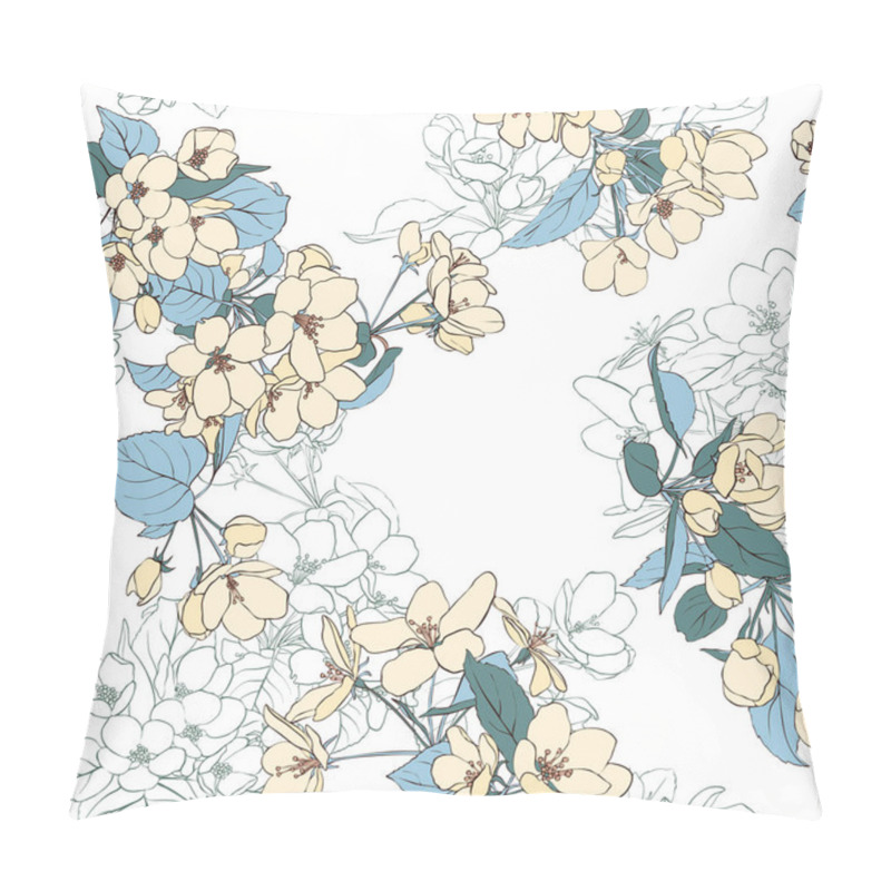 Personality  Vector Seamless Pattern With Apple Blossoms Pillow Covers