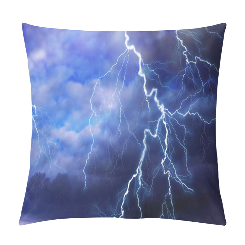 Personality  Lightnings In Dark Cloudy Sky During Thunderstorm Pillow Covers